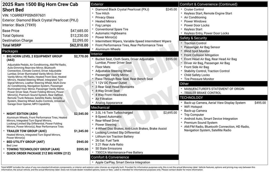 2025 RAM 1500 Big Horn Crew Cab 4x2 5'7" Box