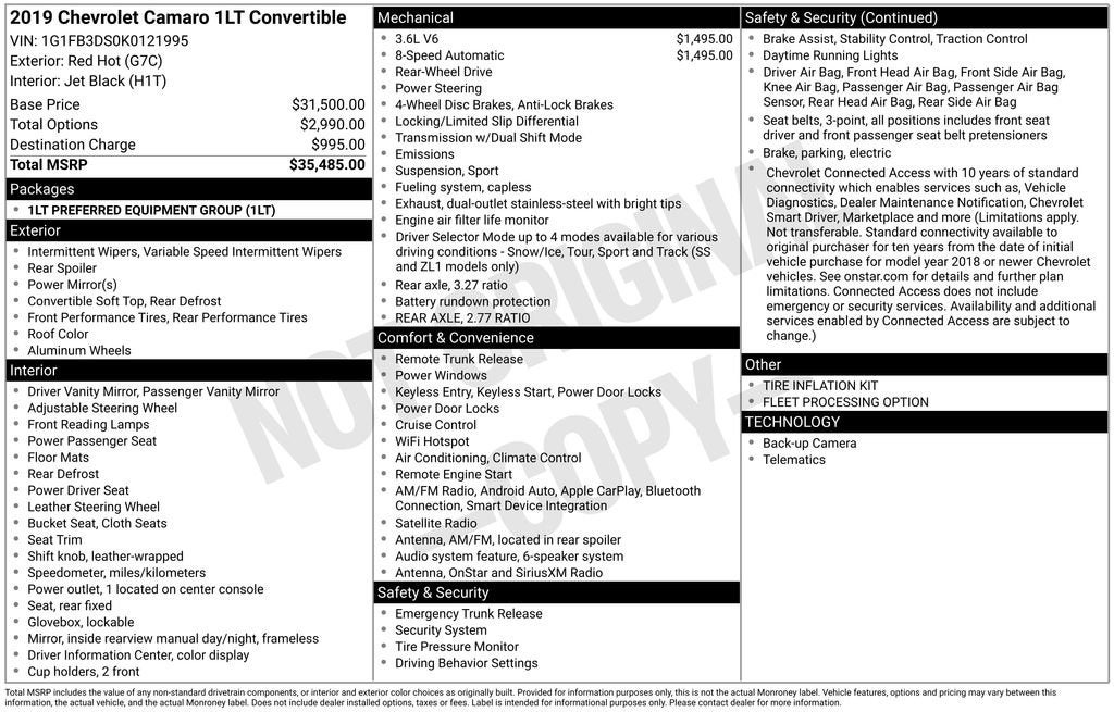 2019 Chevrolet Camaro 1LT