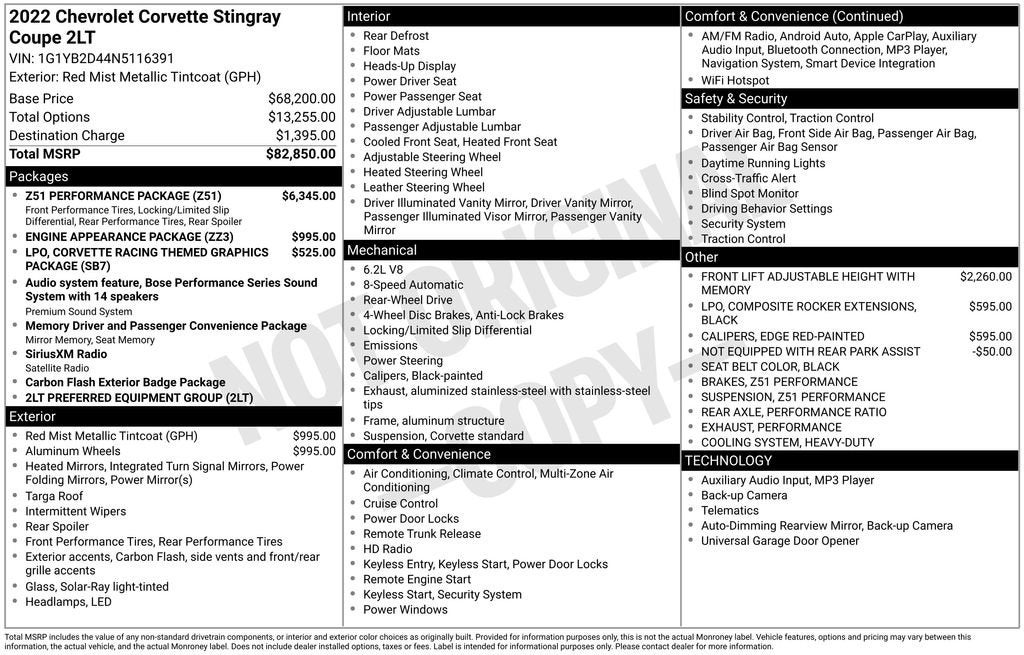 2022 Chevrolet Corvette Stingray 2LT