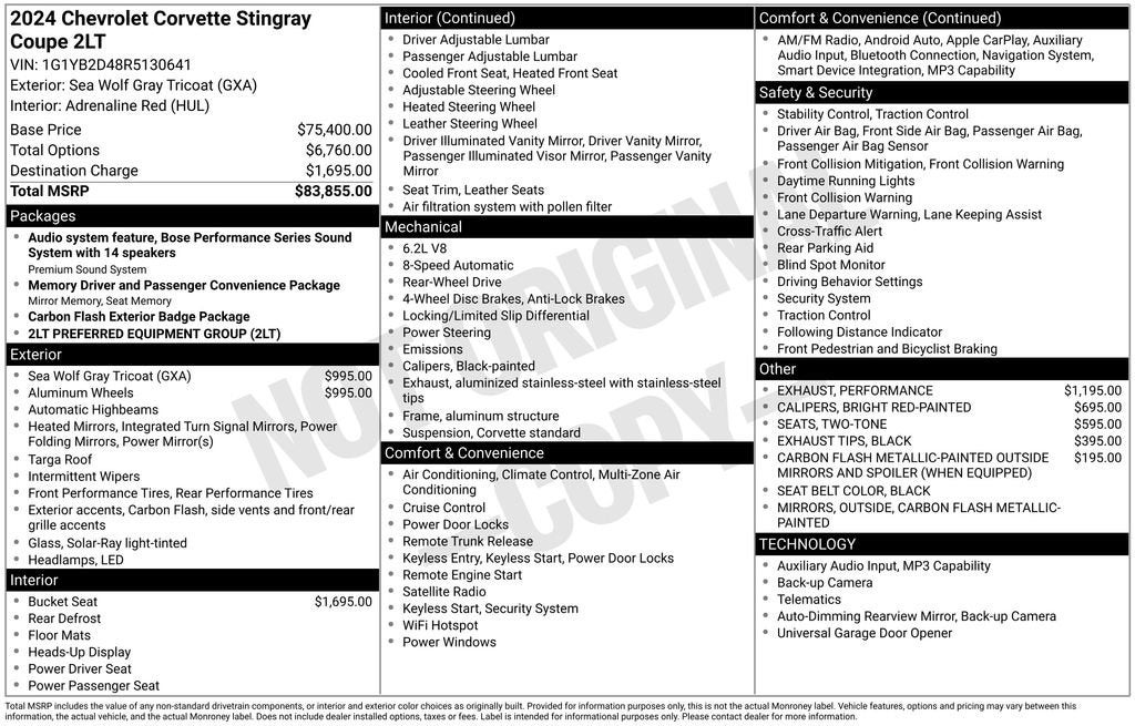 2024 Chevrolet Corvette Stingray 2LT