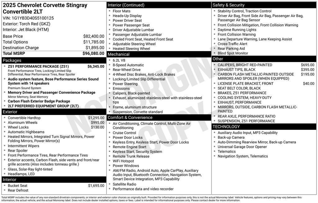 2025 Chevrolet Corvette Stingray 2LT