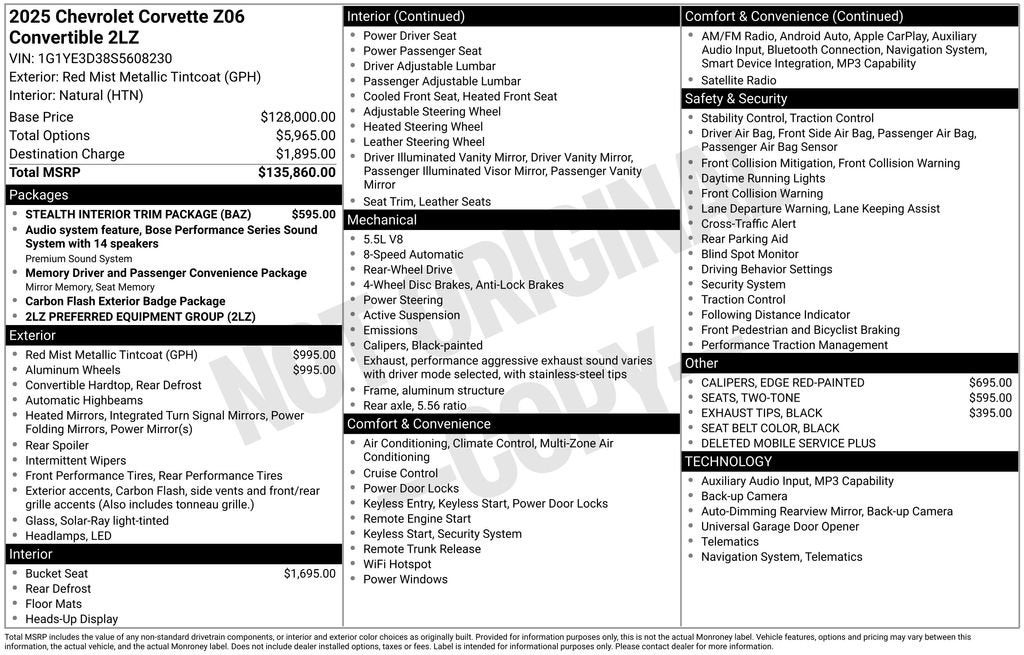 2025 Chevrolet Corvette Z06 2LZ