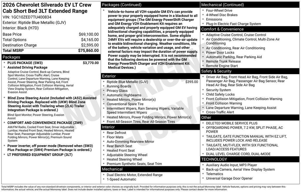 2026 Chevrolet Silverado EV LT - Extended Range