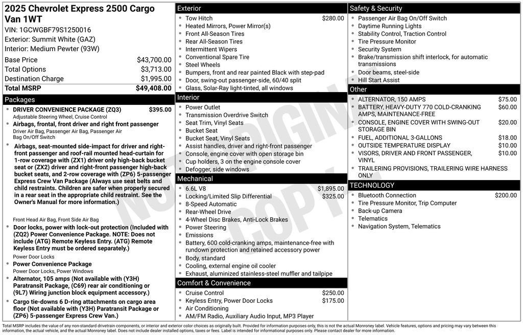 2025 Chevrolet Express Cargo WT