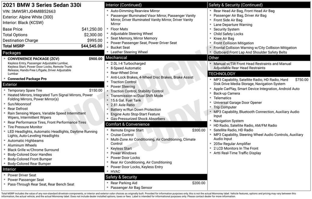 2021 BMW 330i 330i