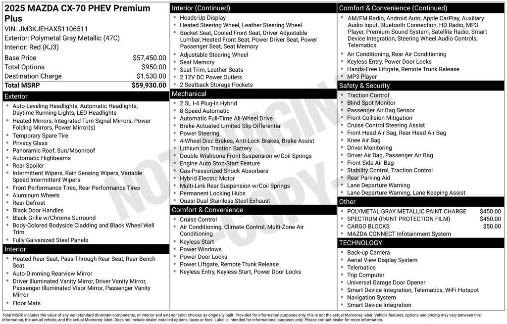 2025 Mazda Mazda CX-70 PHEV Premium Plus Package