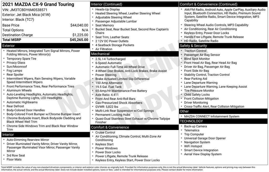 2021 Mazda Mazda CX-9 Grand Touring