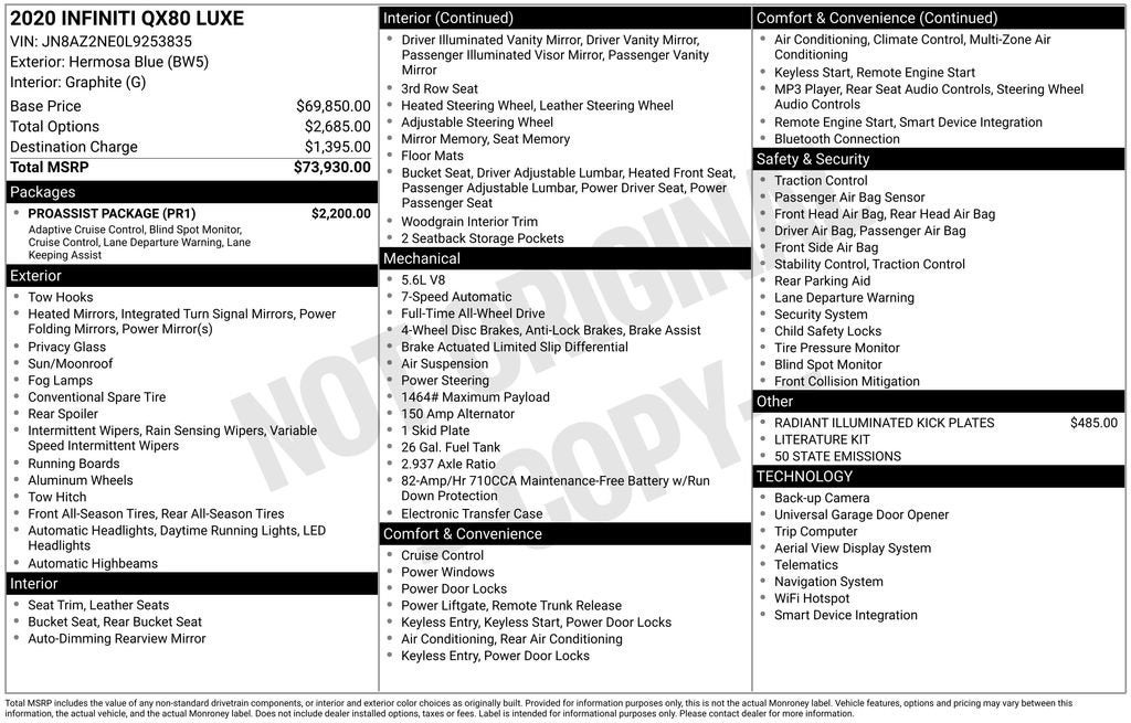 2020 INFINITI QX80 LUXE
