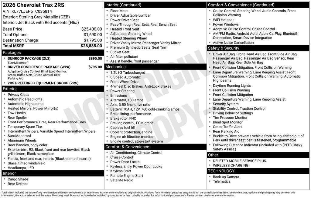 2026 Chevrolet Trax 2RS